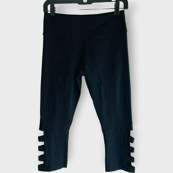 Glyder Leggings Cropped Cut Out Ninja Workout Black Gym Wear Size Small - Picture 3 of 9